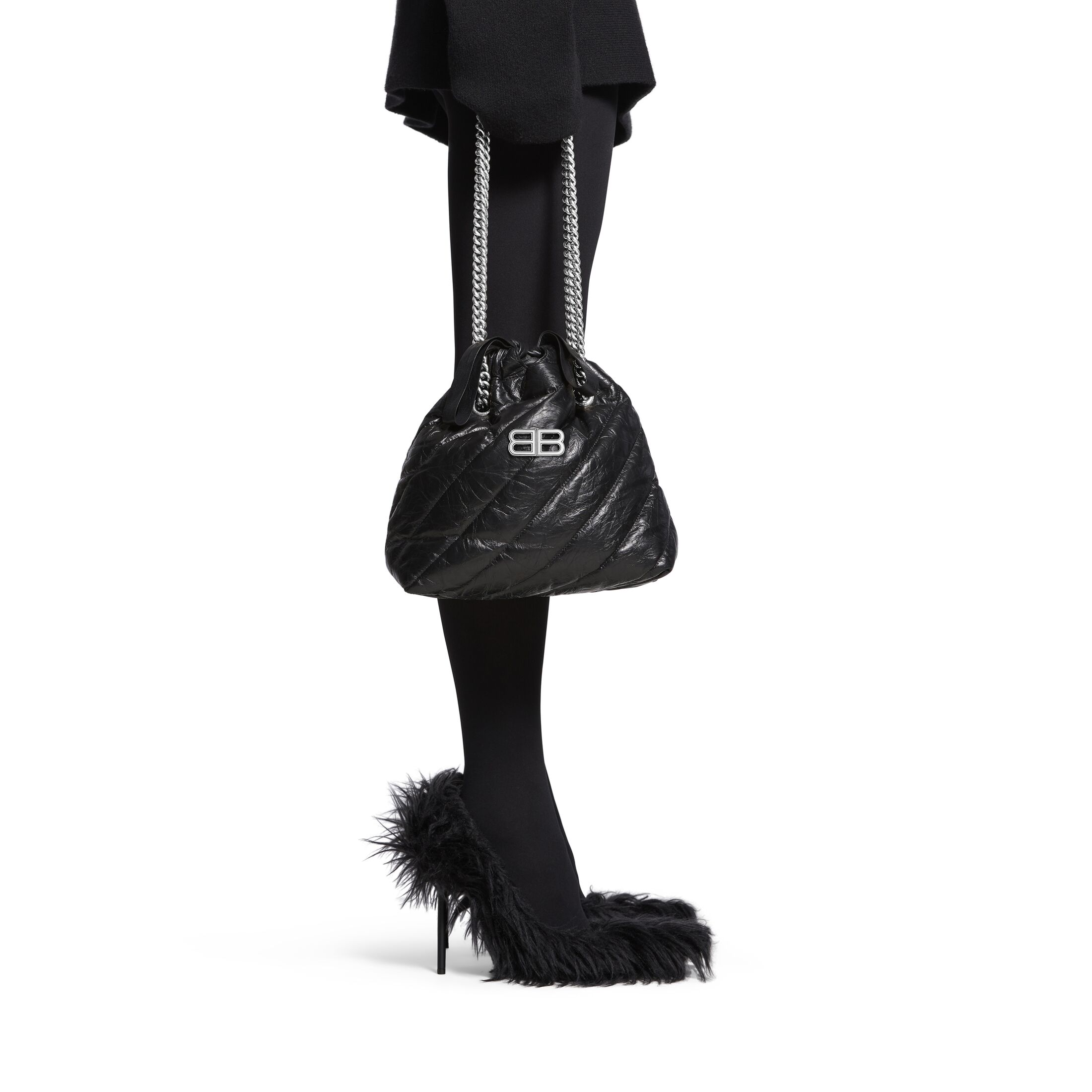 WOMEN'S CRUSH SMALL TOTE BAG QUILTED IN BLACK